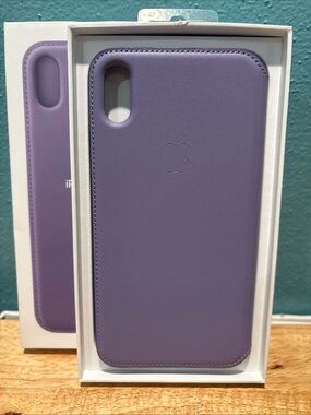 Apple Genuine Leather Folio Phone Case Cover Fit For Apple iPhone XS MAX Lilac